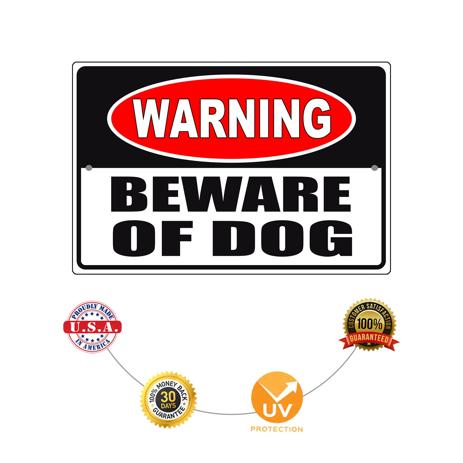 Warning beware of dog aluminum metal sign
