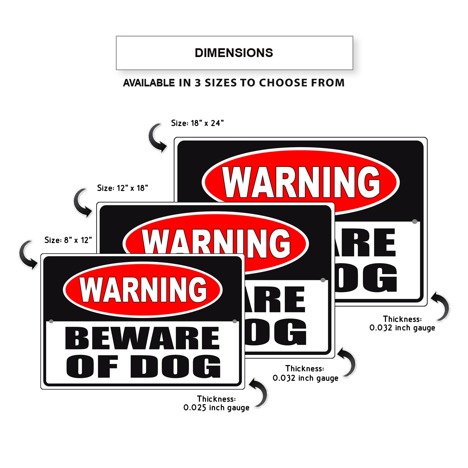 Warning beware of dog aluminum metal sign