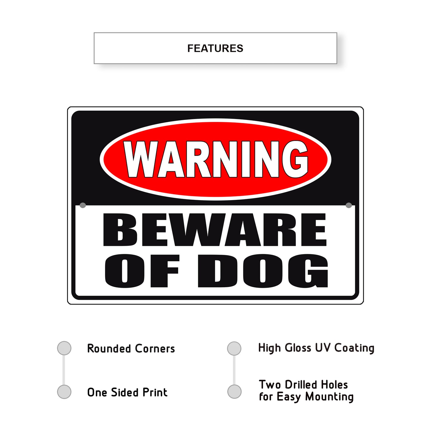 Warning beware of dog aluminum metal sign