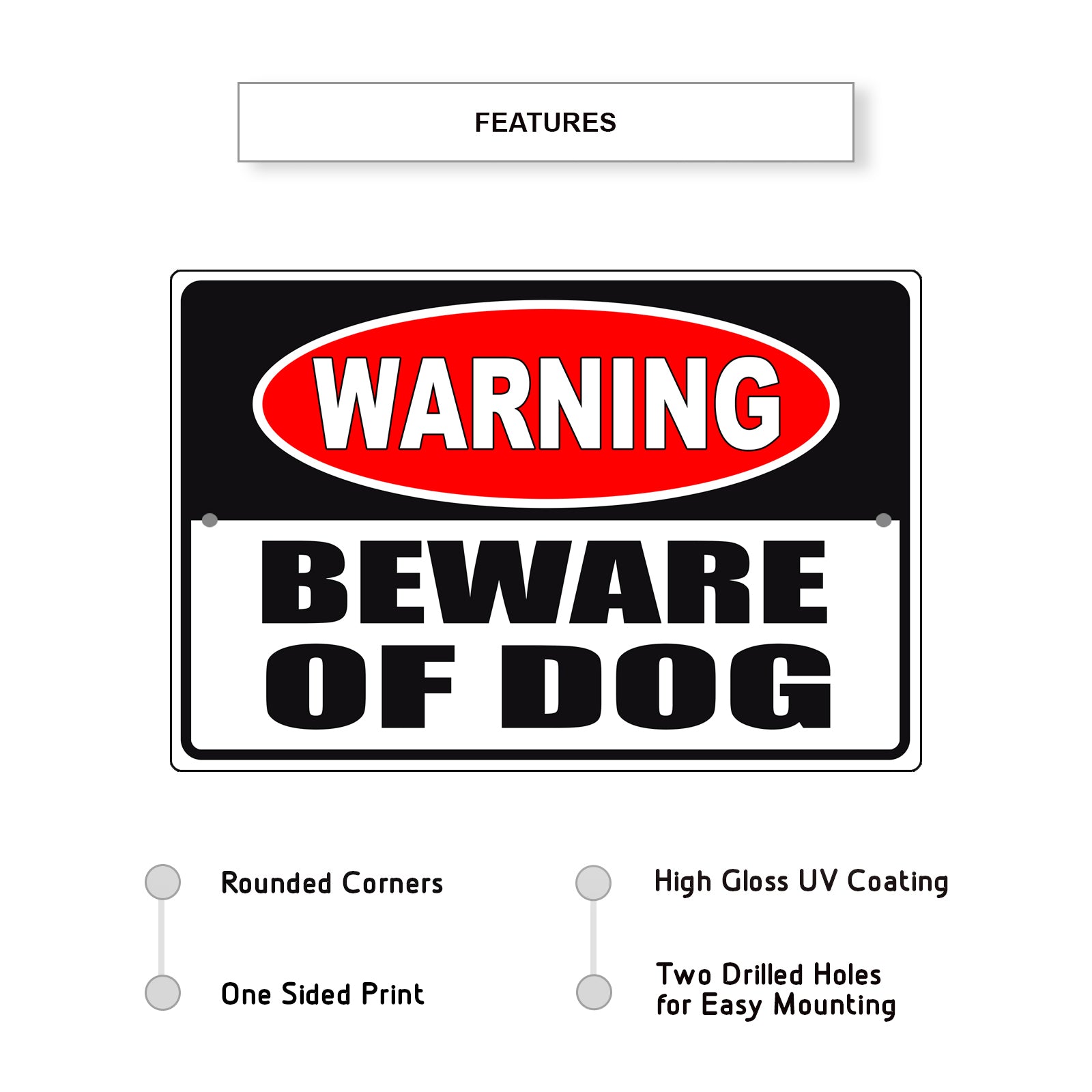 Warning beware of dog aluminum metal sign
