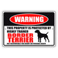 Warning this property is protected by highly trained border terrier aluminum metal sign
