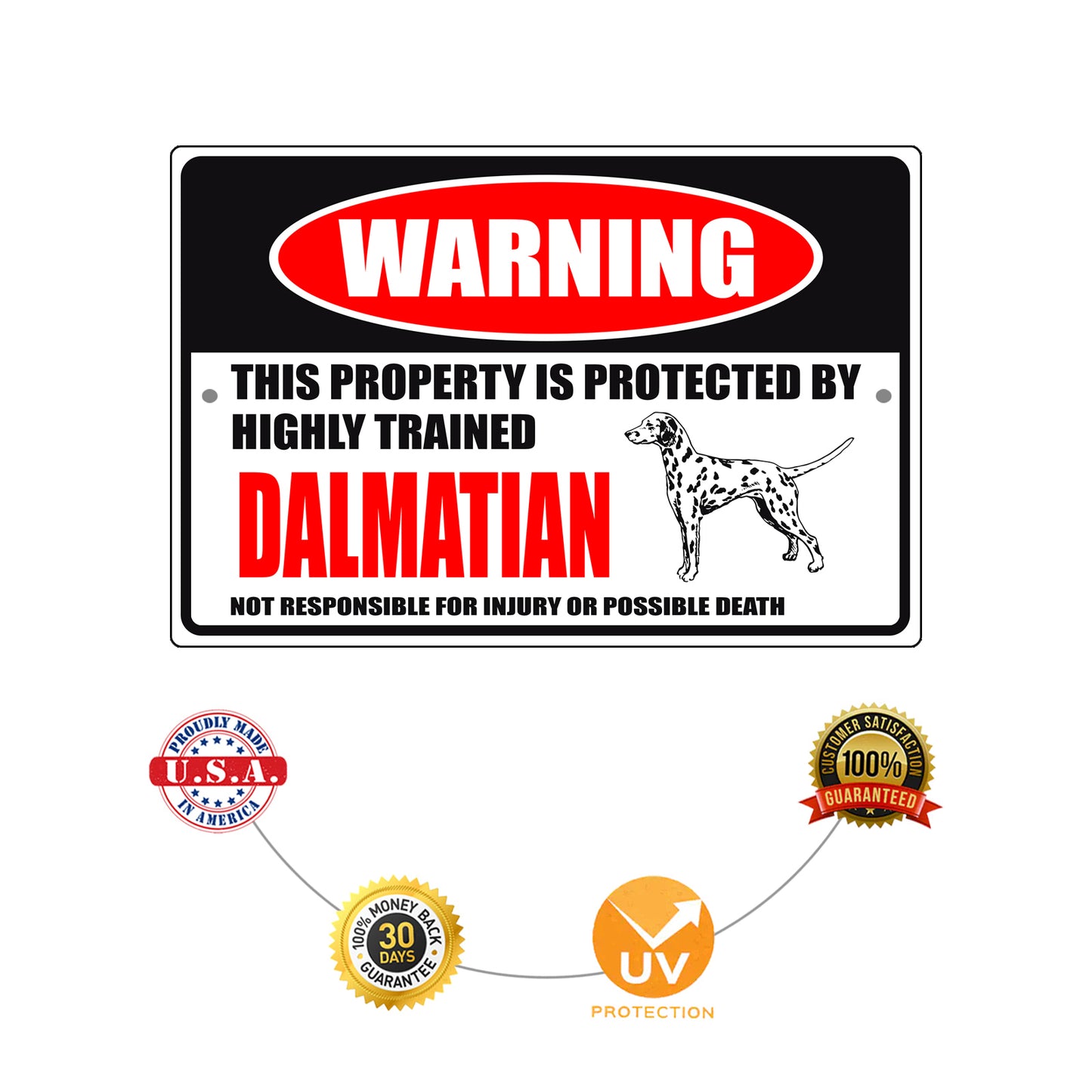 Warning this property is protected by highly trained aluminum metal sign