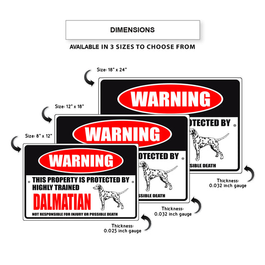 Warning this property is protected by highly trained aluminum metal sign