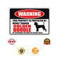 Warning this property is protected by highly trained golden doodle aluminum metal sign