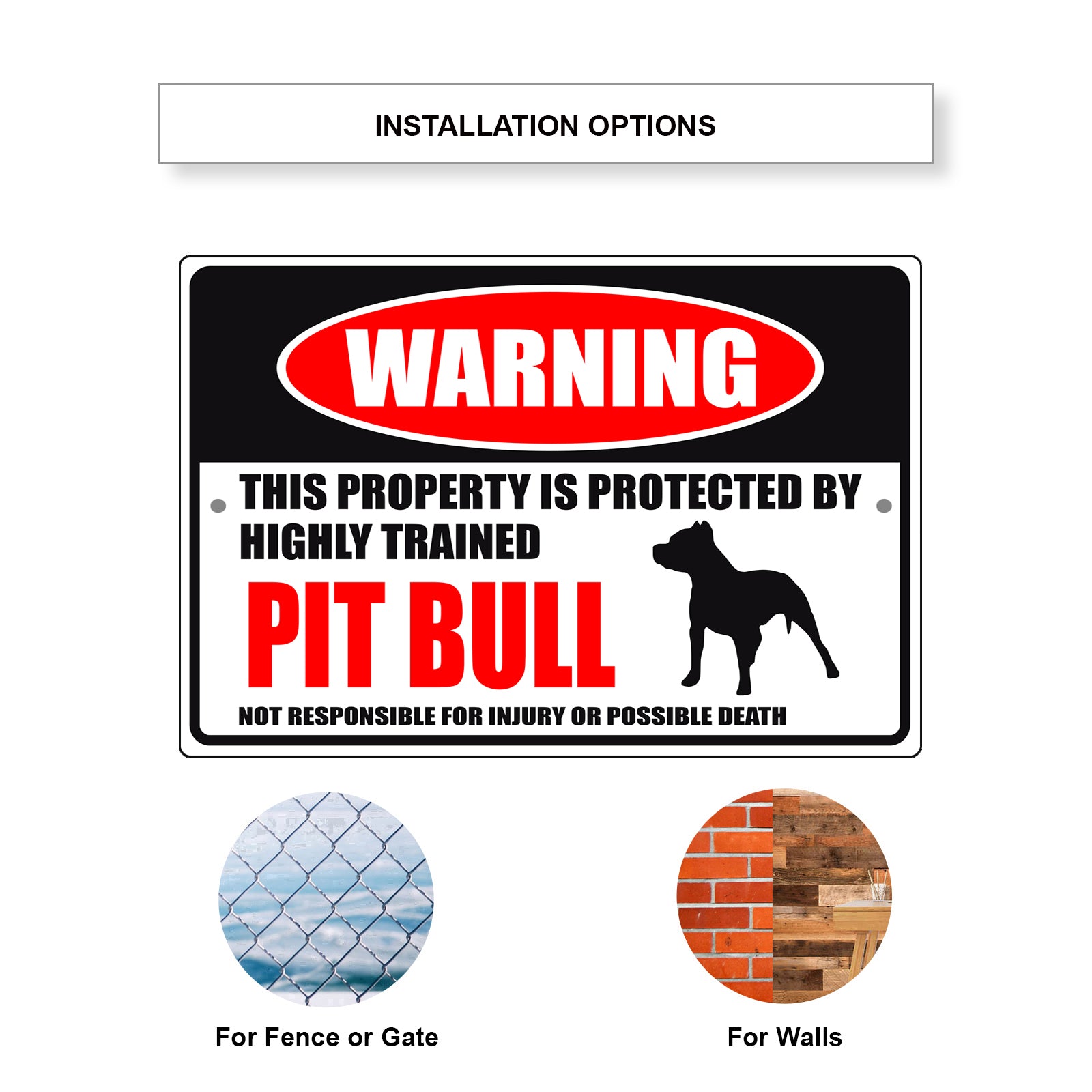 Warning this property is protected by highly trained pit bull aluminum metal sign