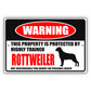 Warning this property is protected by highly trained Rottweiler aluminum metal sign