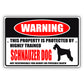 Warning this property is protected by highly trained schnauzer dog aluminum metal sign
