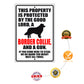 This property is protected by the good lord a border collie and a gun aluminum metal sign