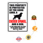 This property is protected by the good lord a cocker spaniel and a gun aluminum metal sign