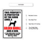 This property is protected by the good lord a golden a golden doodle and a gun aluminum metal sign