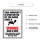 This property is protected by the good lord a springer and a gun aluminum metal sign
