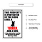 This property is protected by the good lord a terrier and a gun aluminum metal sign