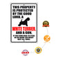 This property is protected by the good lord a white terrier and a gun aluminum metal sign