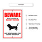 Beware area patrolled by basset hound aluminum metal sign
