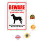 Beware area patrolled by chessie dog aluminum metal sign