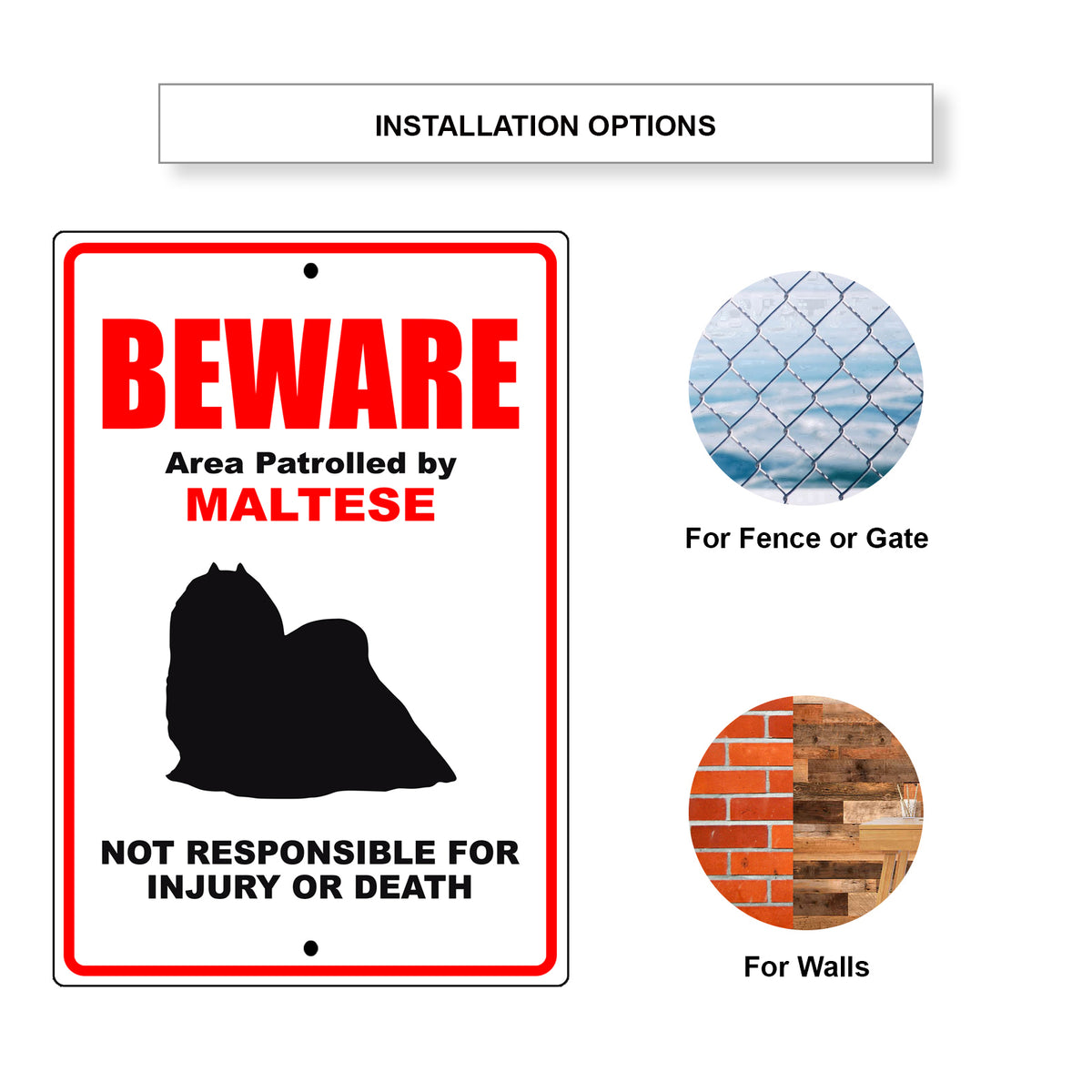 Beware Area Patrolled By Maltese Aluminum Metal Sign – Sign Fever