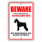 Beware area patrolled by schnauzer dog aluminum metal sign