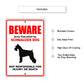 Beware area patrolled by schnauzer dog aluminum metal sign