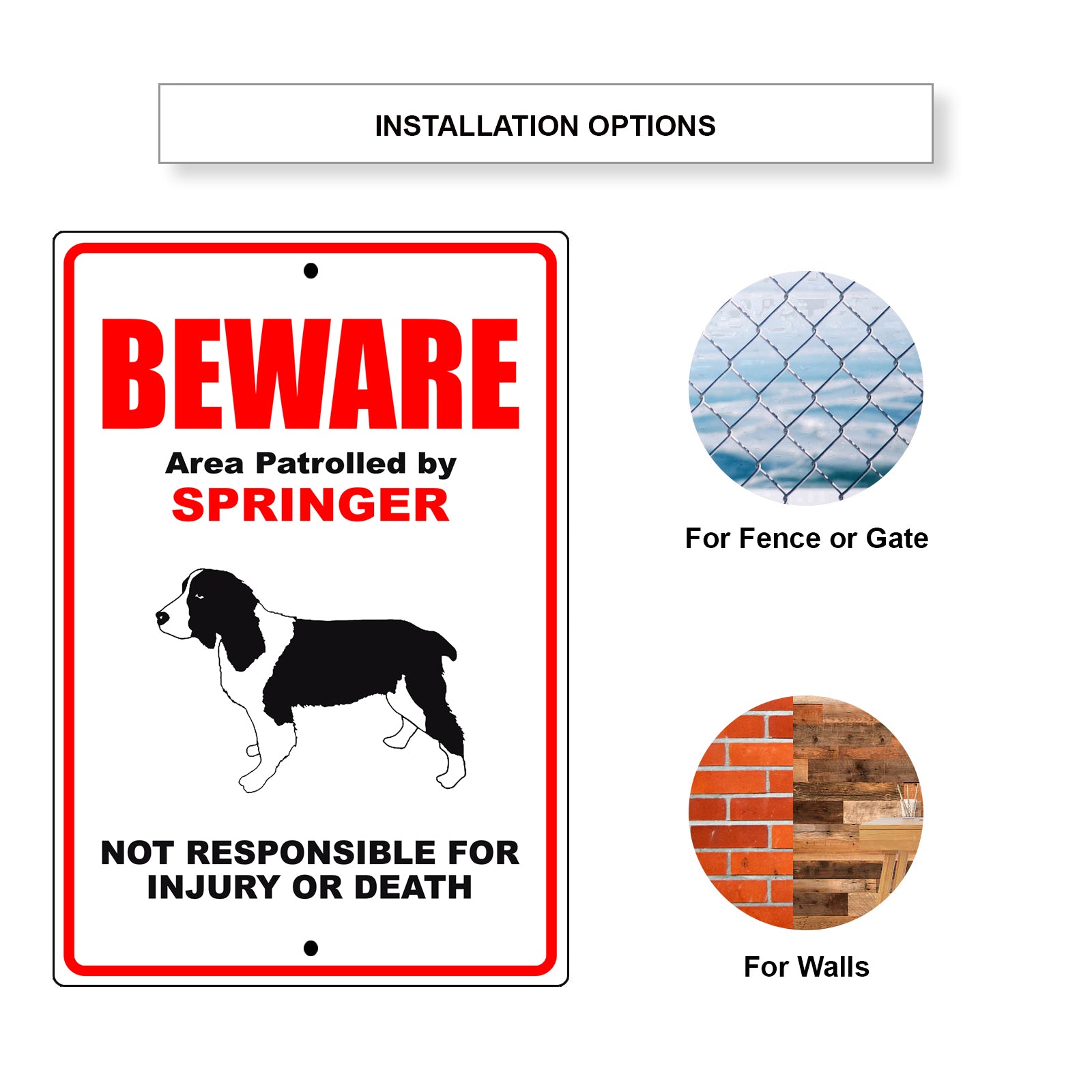 Beware area patrolled by springer aluminum metal sign