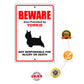 Beware area patrolled by yorkie aluminum metal sign