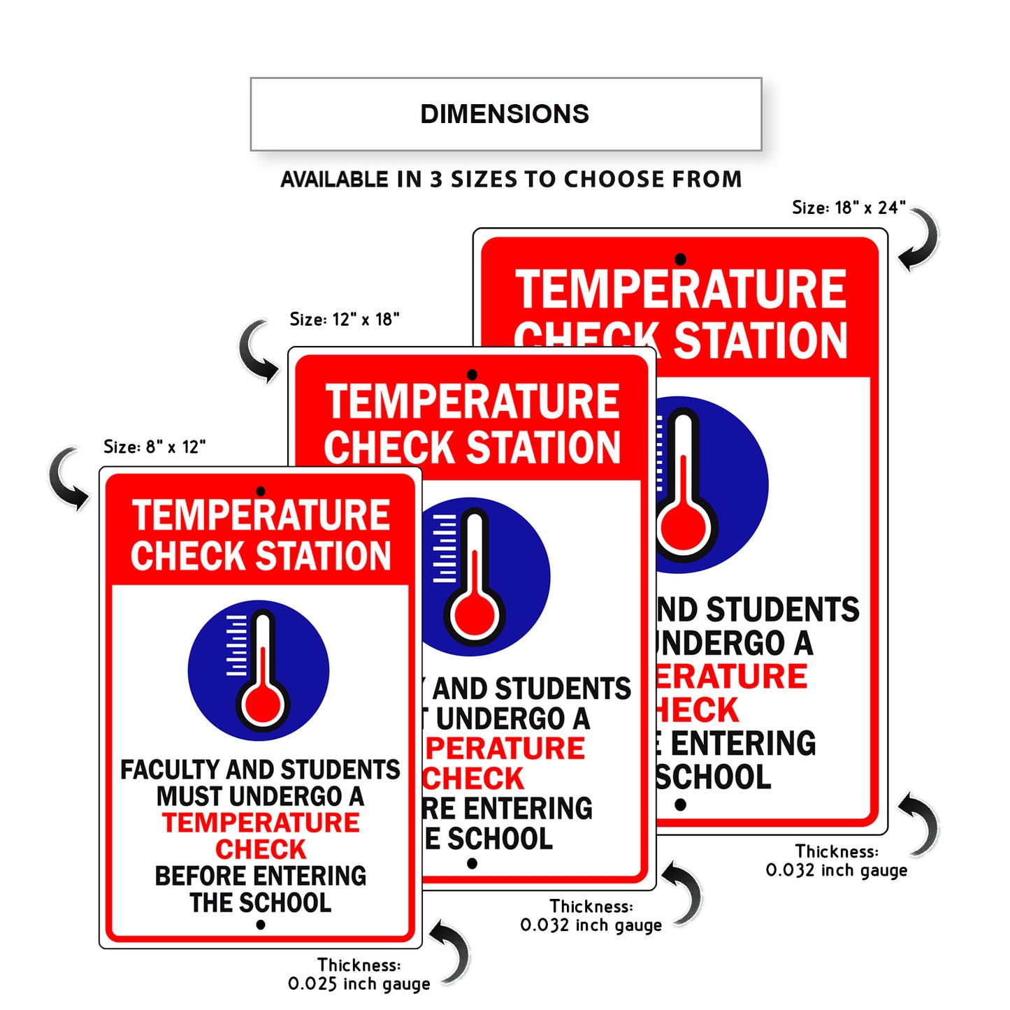 Temperature Check Station Aluminum Metal Sign
