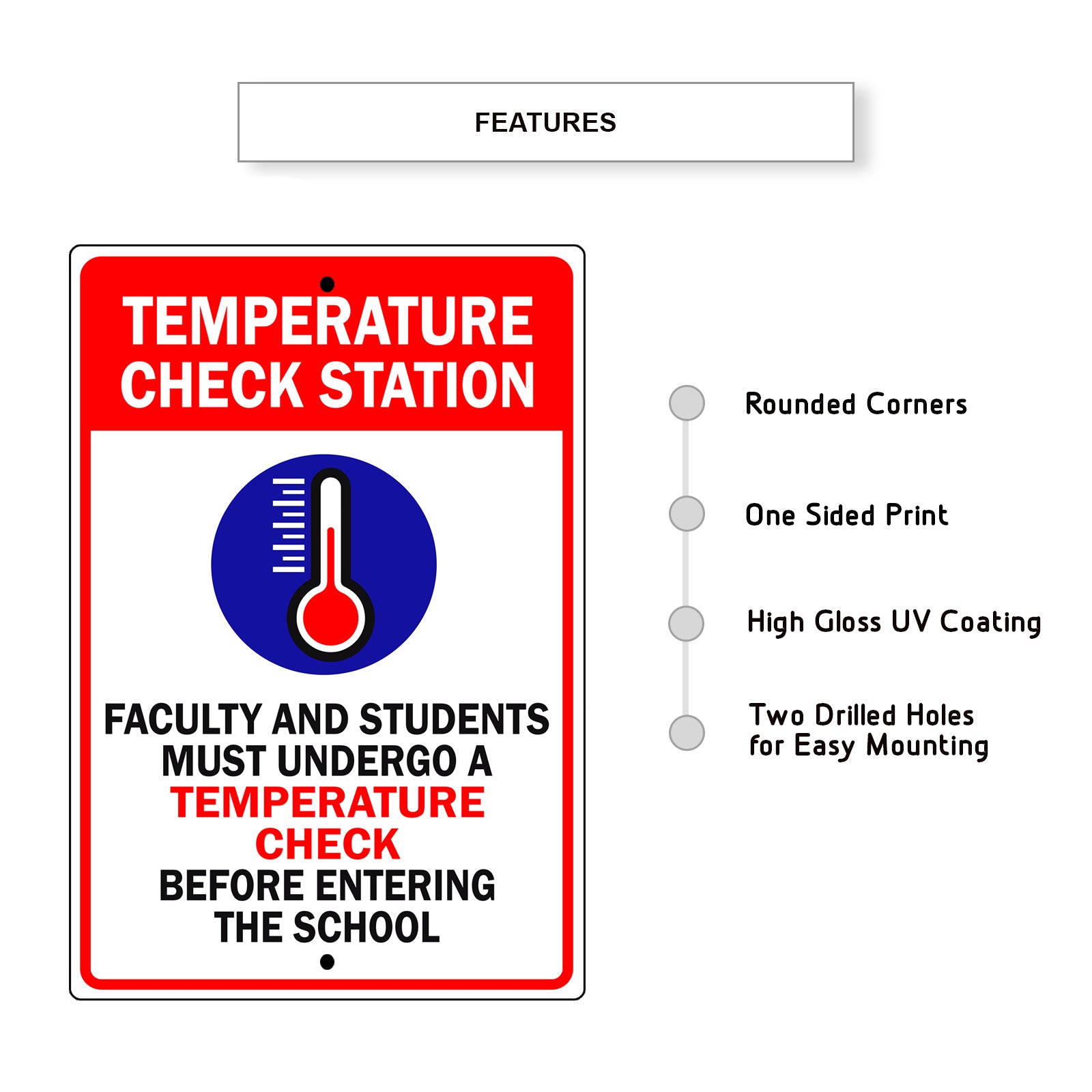 Temperature Check Station Aluminum Metal Sign