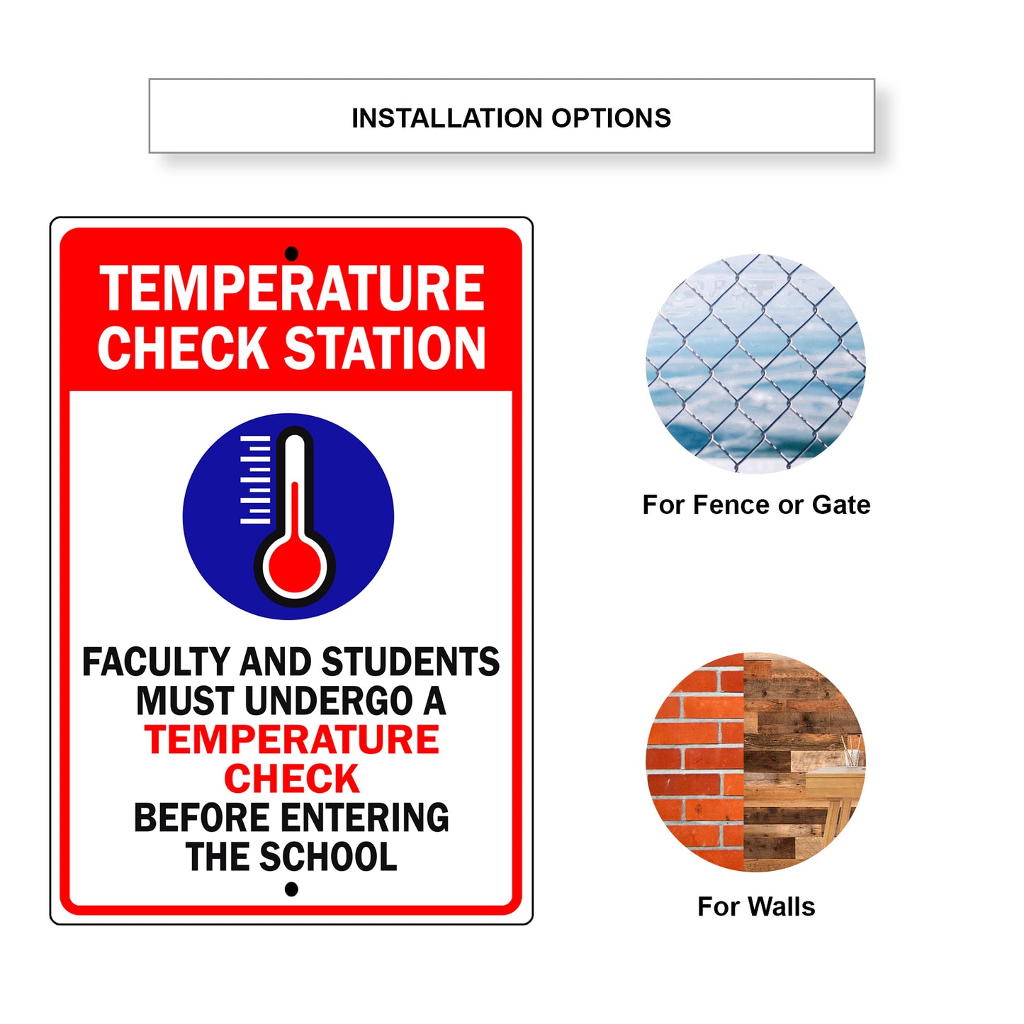 Temperature Check Station Aluminum Metal Sign