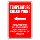 Temperature Check Point Left Arrow Aluminum Metal Sign
