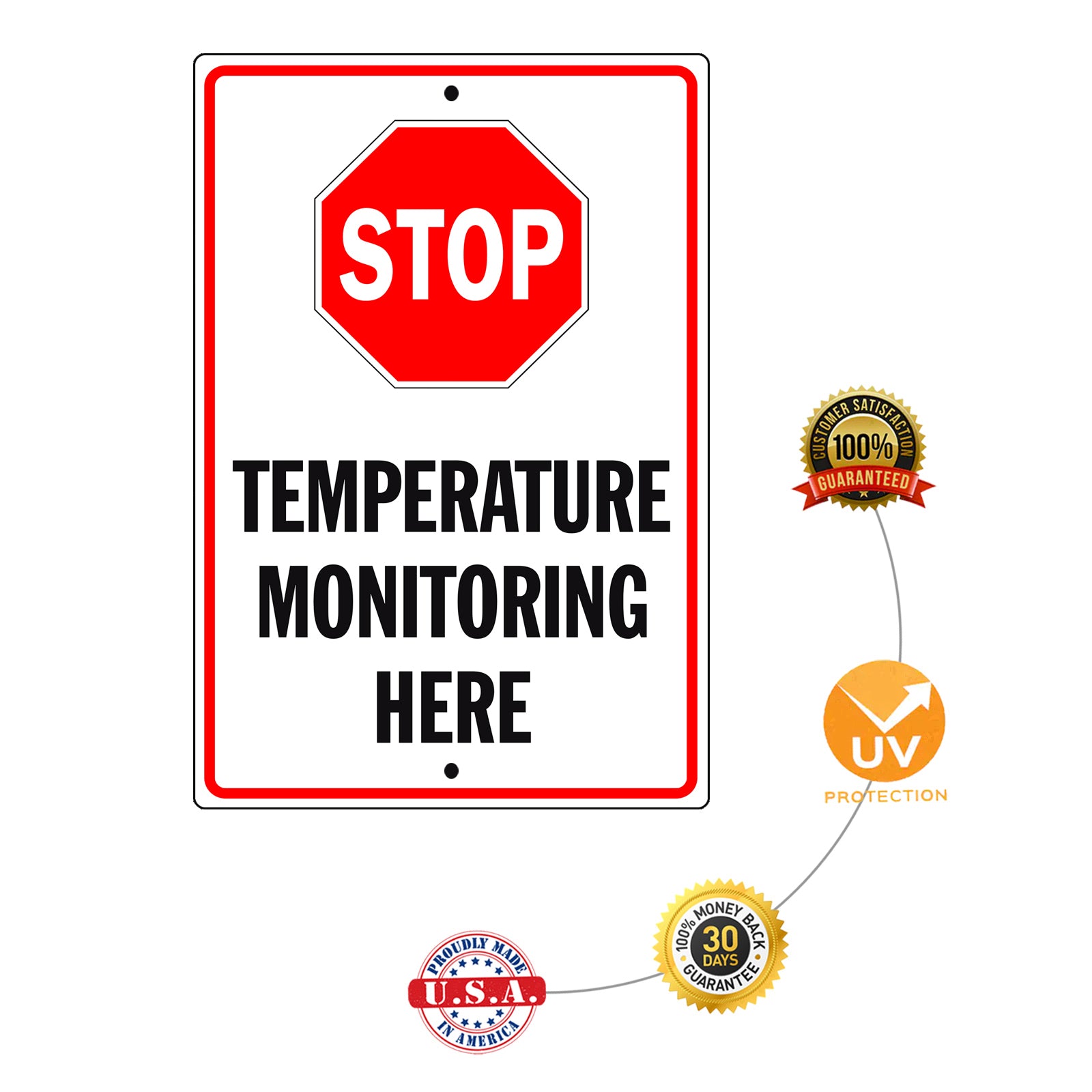 Stop Temperature Monitoring Here Aluminum Metal Sign