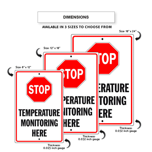 Stop Temperature Monitoring Here Aluminum Metal Sign