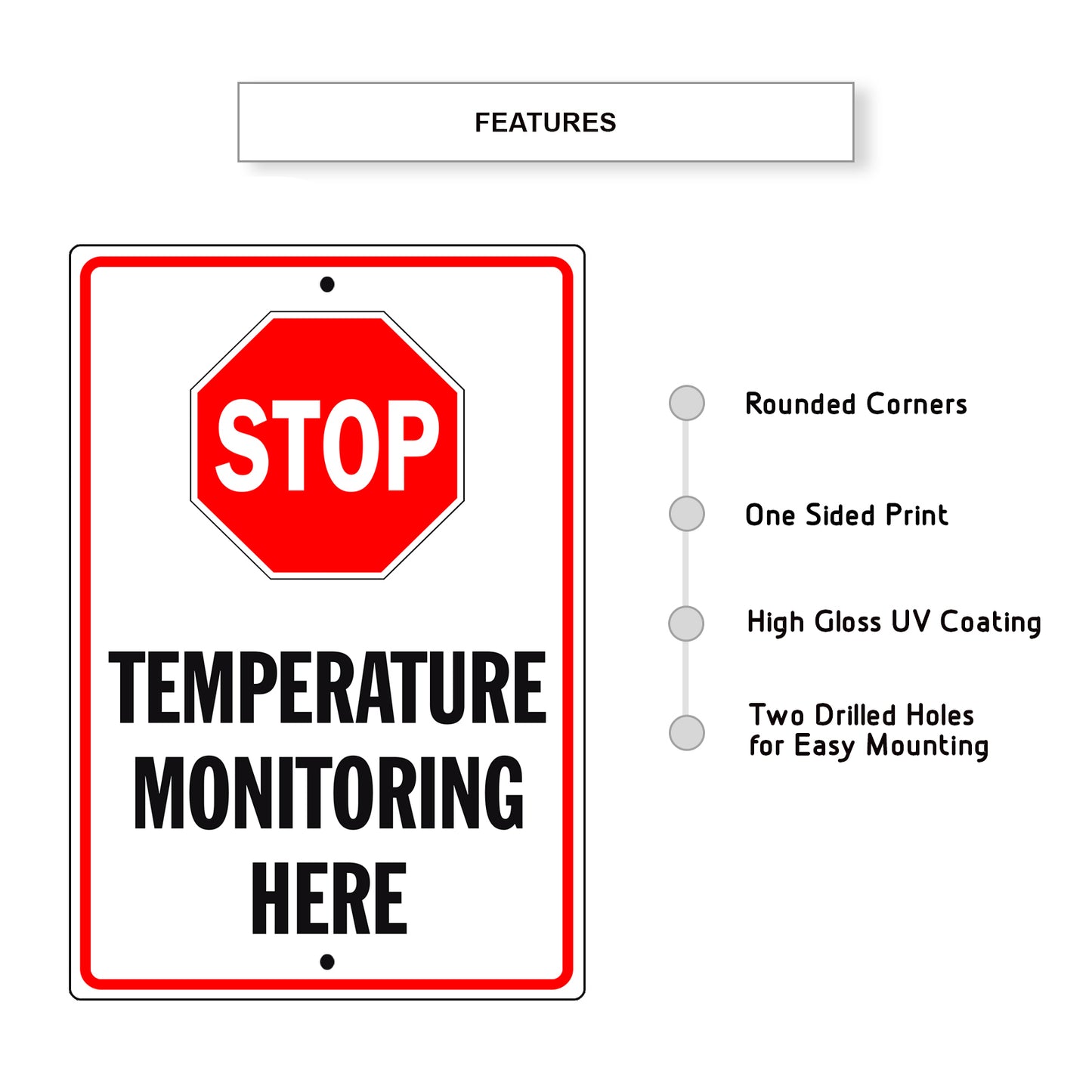 Stop Temperature Monitoring Here Aluminum Metal Sign