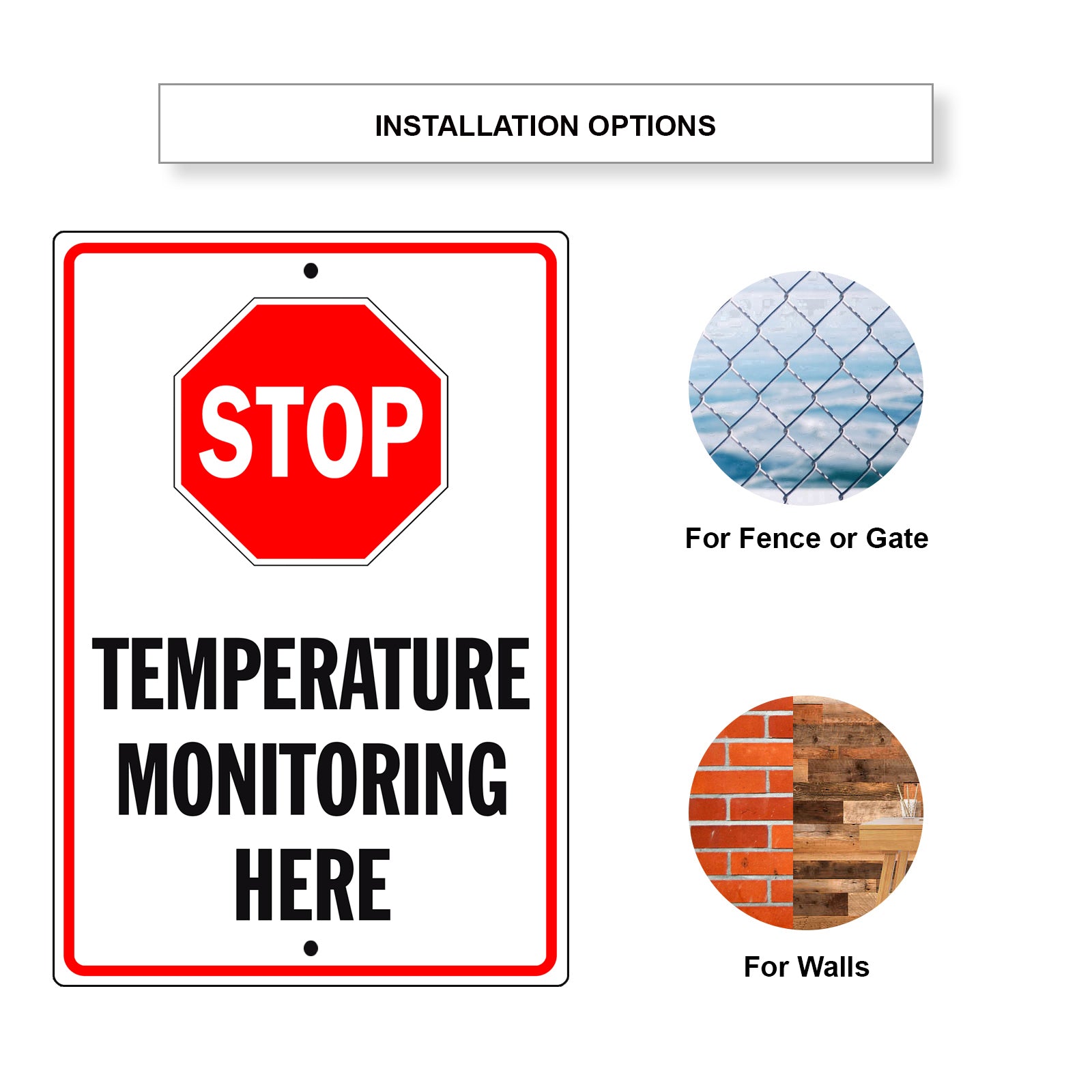 Stop Temperature Monitoring Here Aluminum Metal Sign
