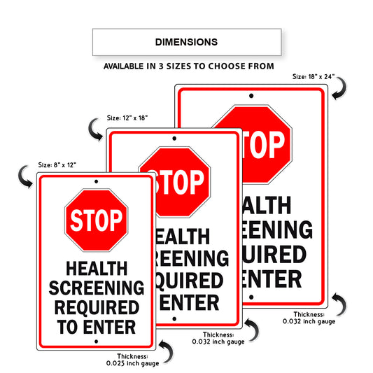 Stop Health Screening Required To Enter Aluminum Metal Sign