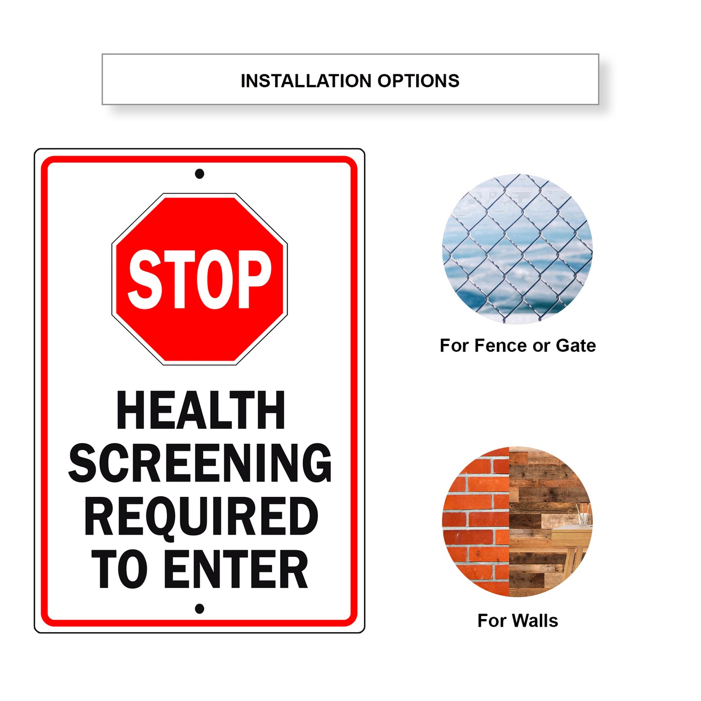 Stop Health Screening Required To Enter Aluminum Metal Sign