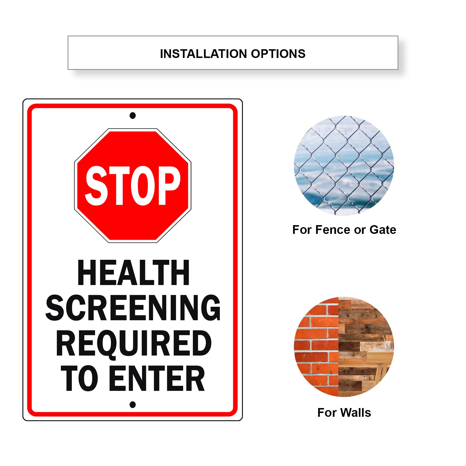 Stop Health Screening Required To Enter Aluminum Metal Sign