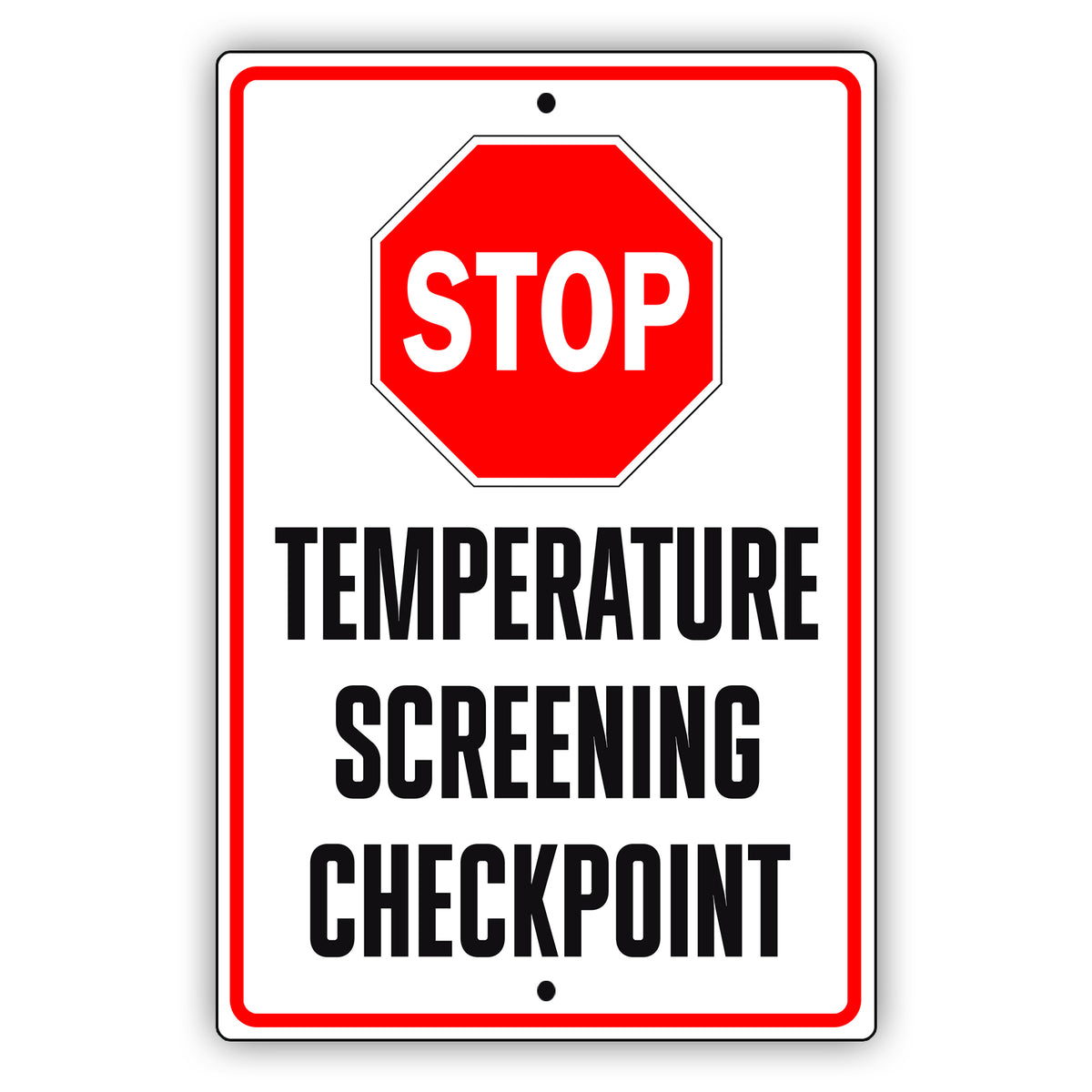Temp Switchboard Sign Stop Temperature Screening Checkpoint Aluminum Metal Sign – Sign Fever