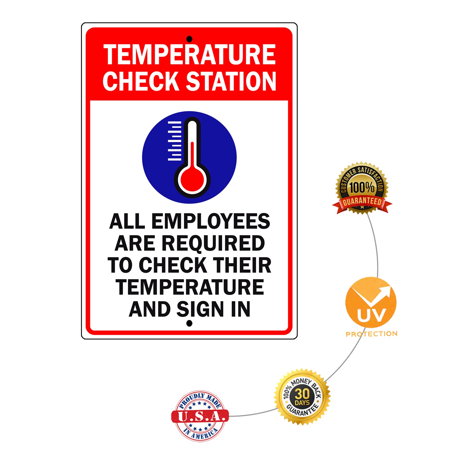 Temperature Check Station Aluminum Metal Sign