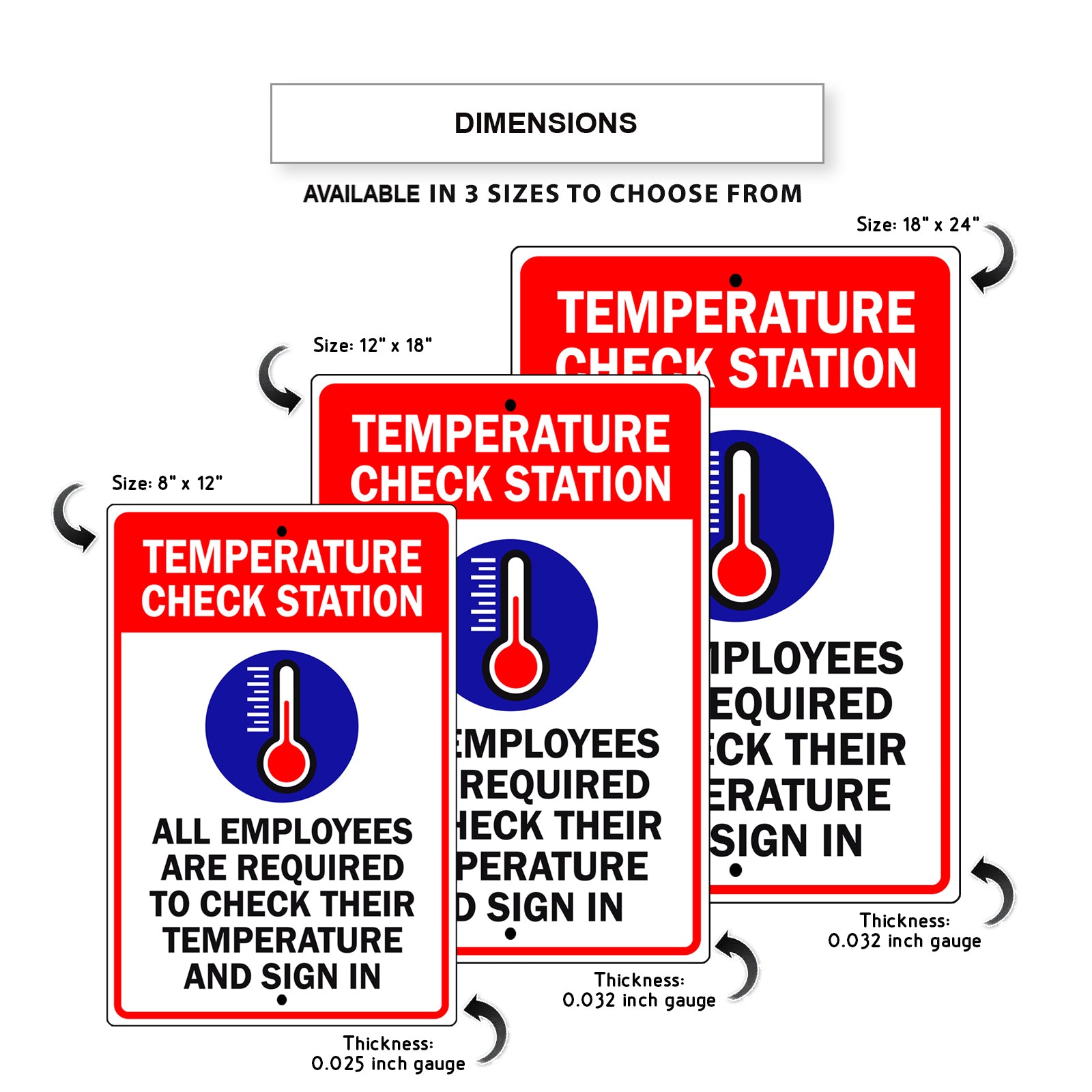 Temperature Check Station Aluminum Metal Sign