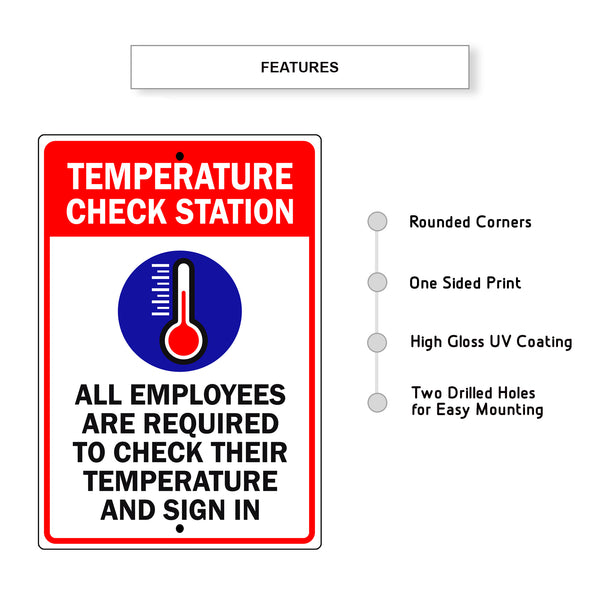 Temperature Check Station Aluminum Metal Sign - Sign Fever