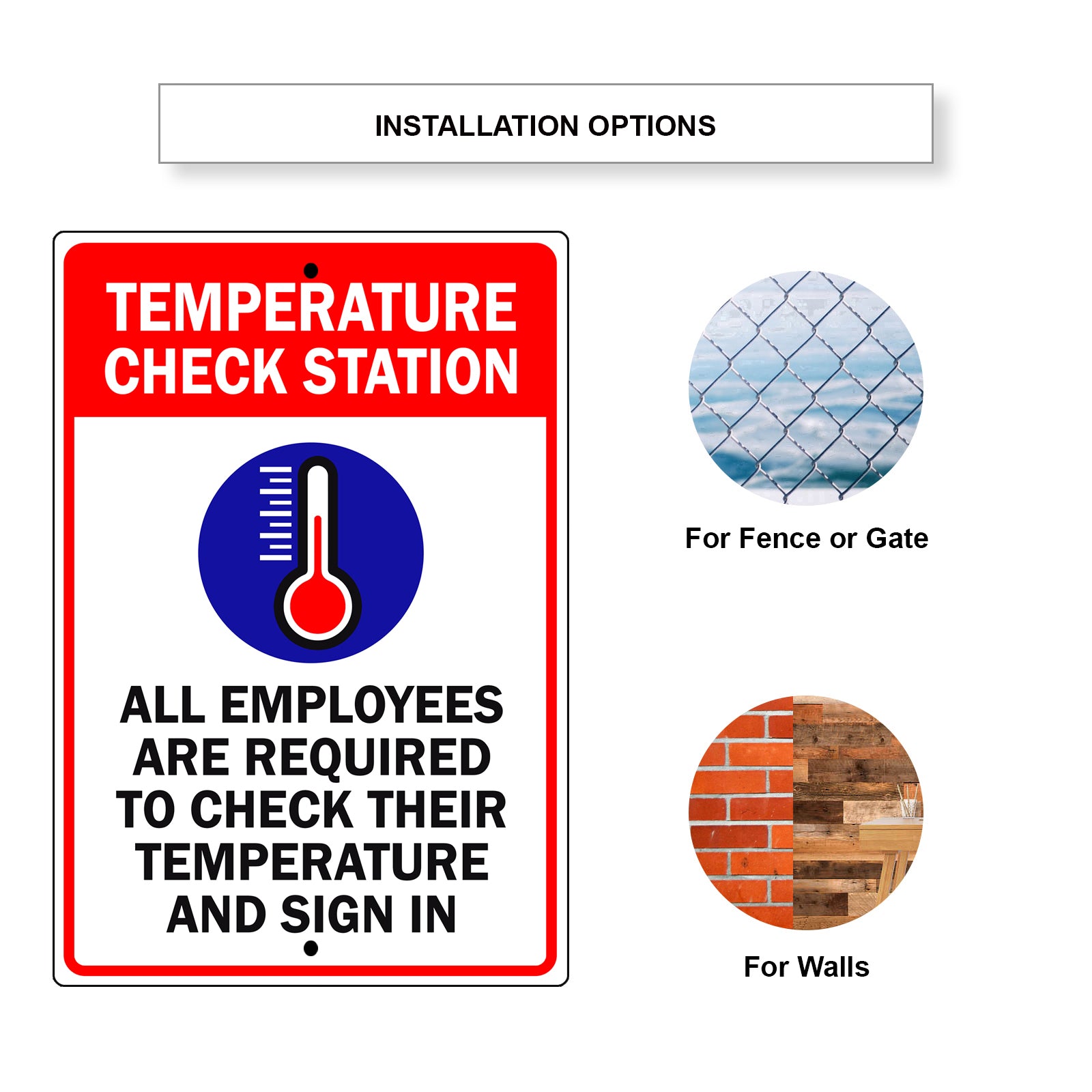 Temperature Check Station Aluminum Metal Sign