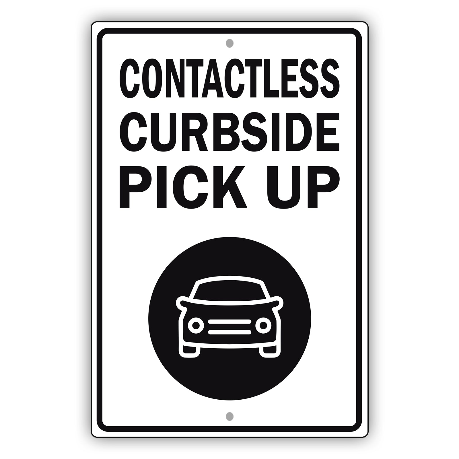 Contactless Curbside Pick Up Aluminum Metal Sign Black
