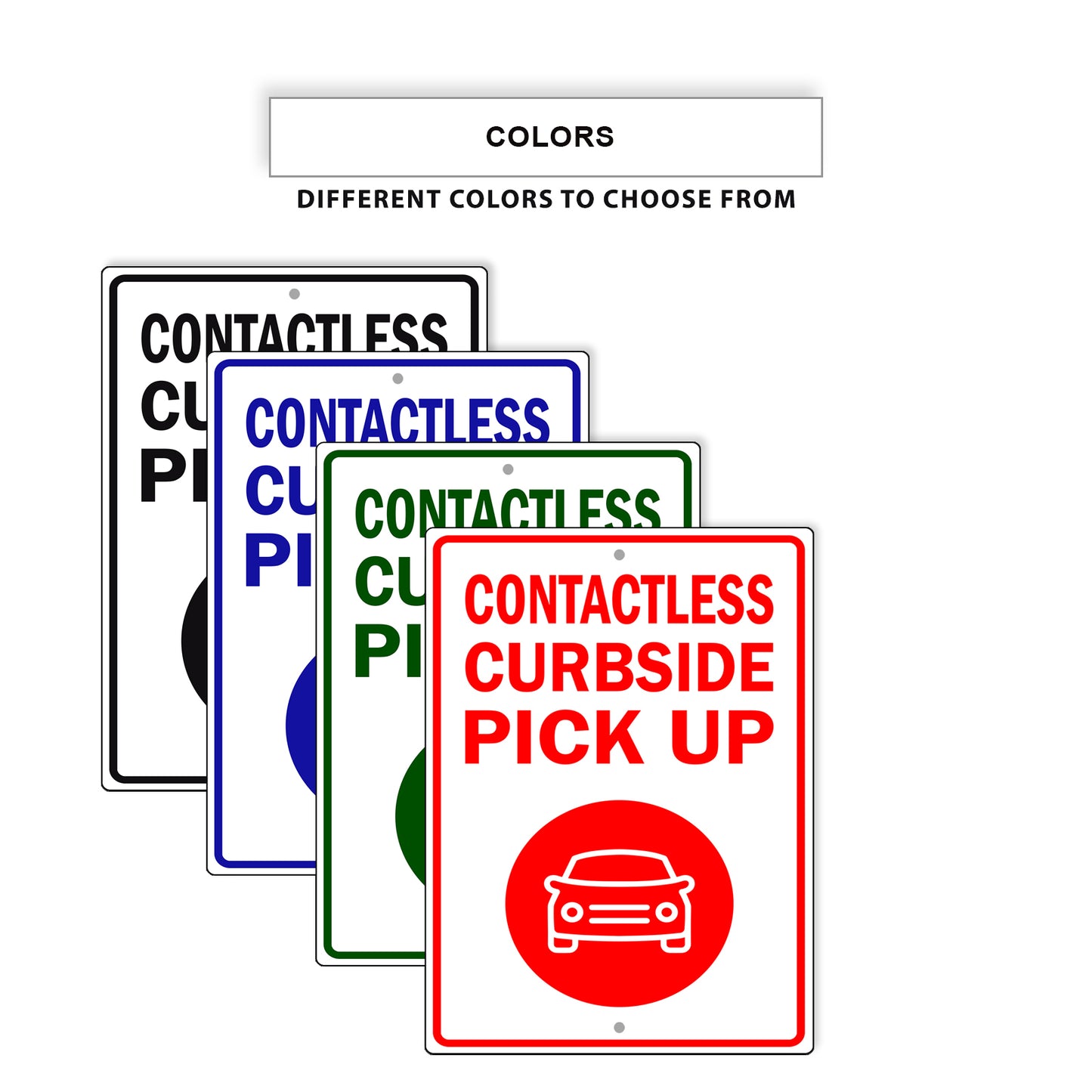 Contactless Curbside Pick Up Aluminum Metal Signs