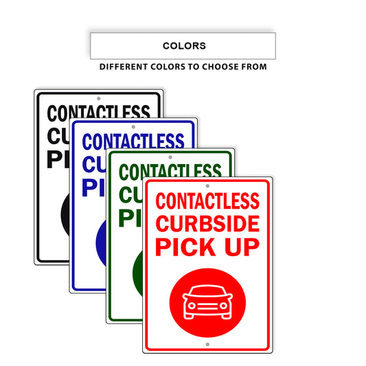 Contactless Curbside Pick Up Aluminum Metal Signs