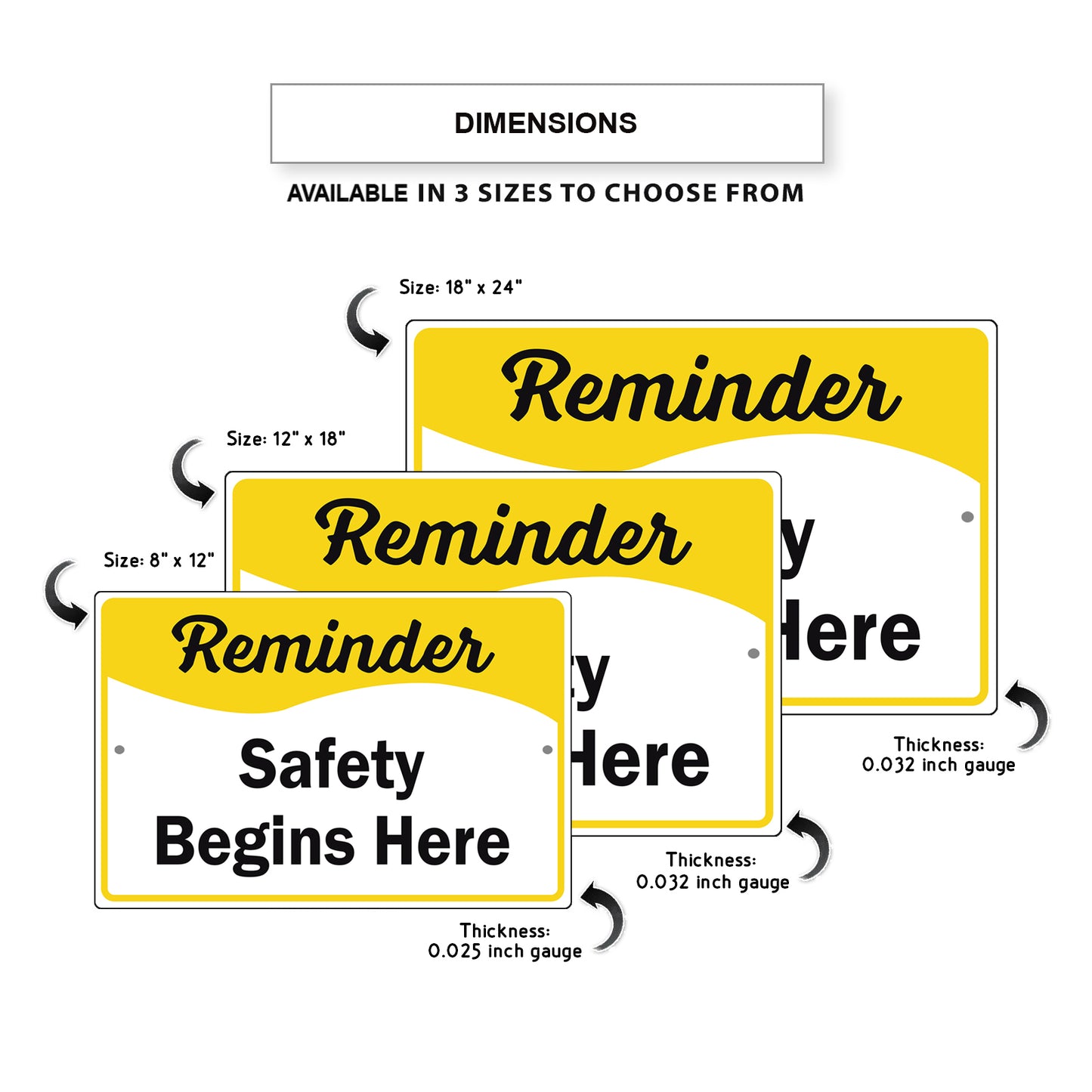 Reminder Safety Begins Here Aluminum Metal Sign