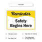 Reminder Safety Begins Here Aluminum Metal Sign