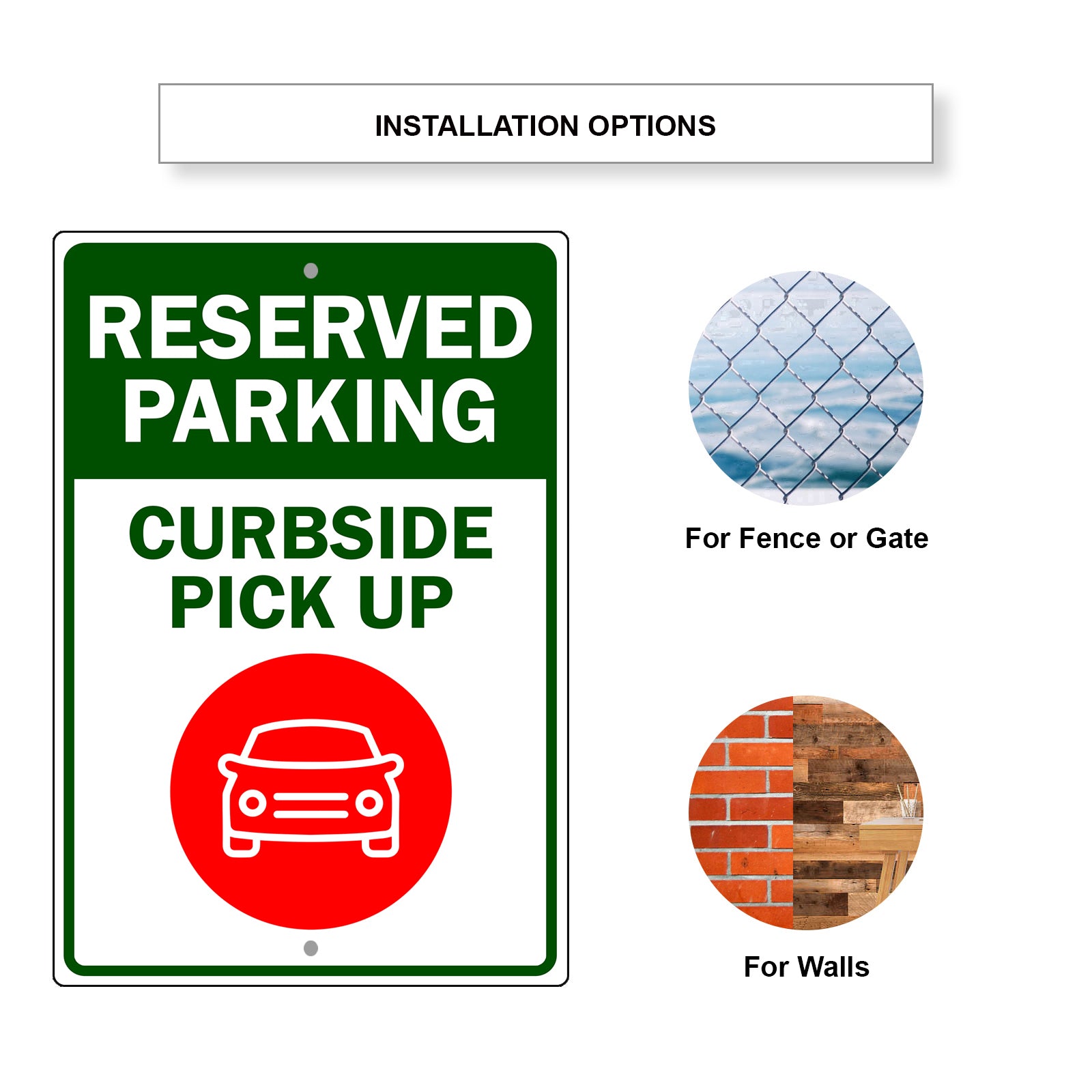 Reserved Parking Curbside Pick Up Aluminum Metal Sign
