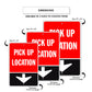 Pick Up Location Down Arrow Aluminum Metal Sign