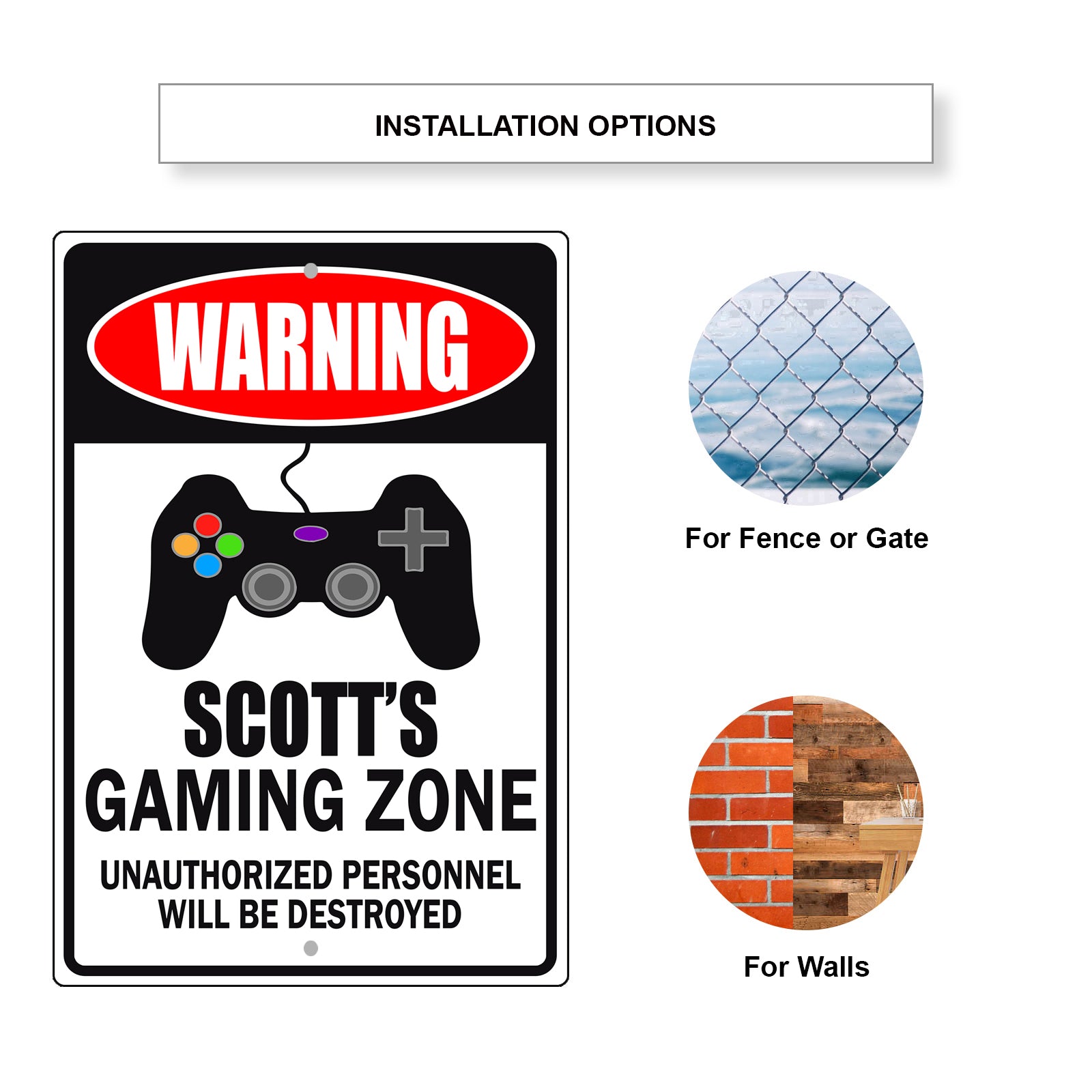 Warning Scott's Gaming Zone Aluminum Metal Sign
