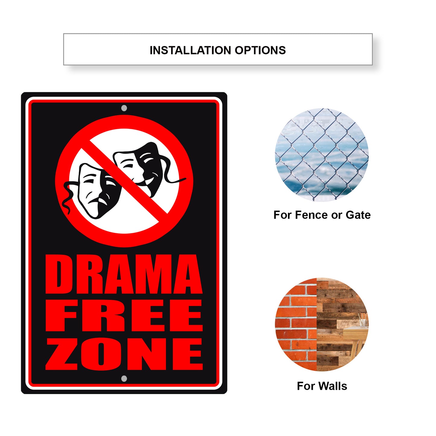 Drama Free Zone Aluminum Metal Sign