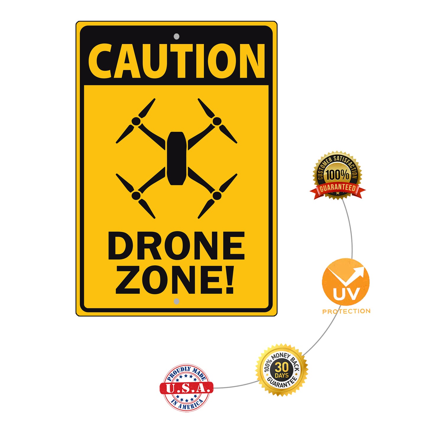 Caution Drone Zone Aluminum Metal Sign